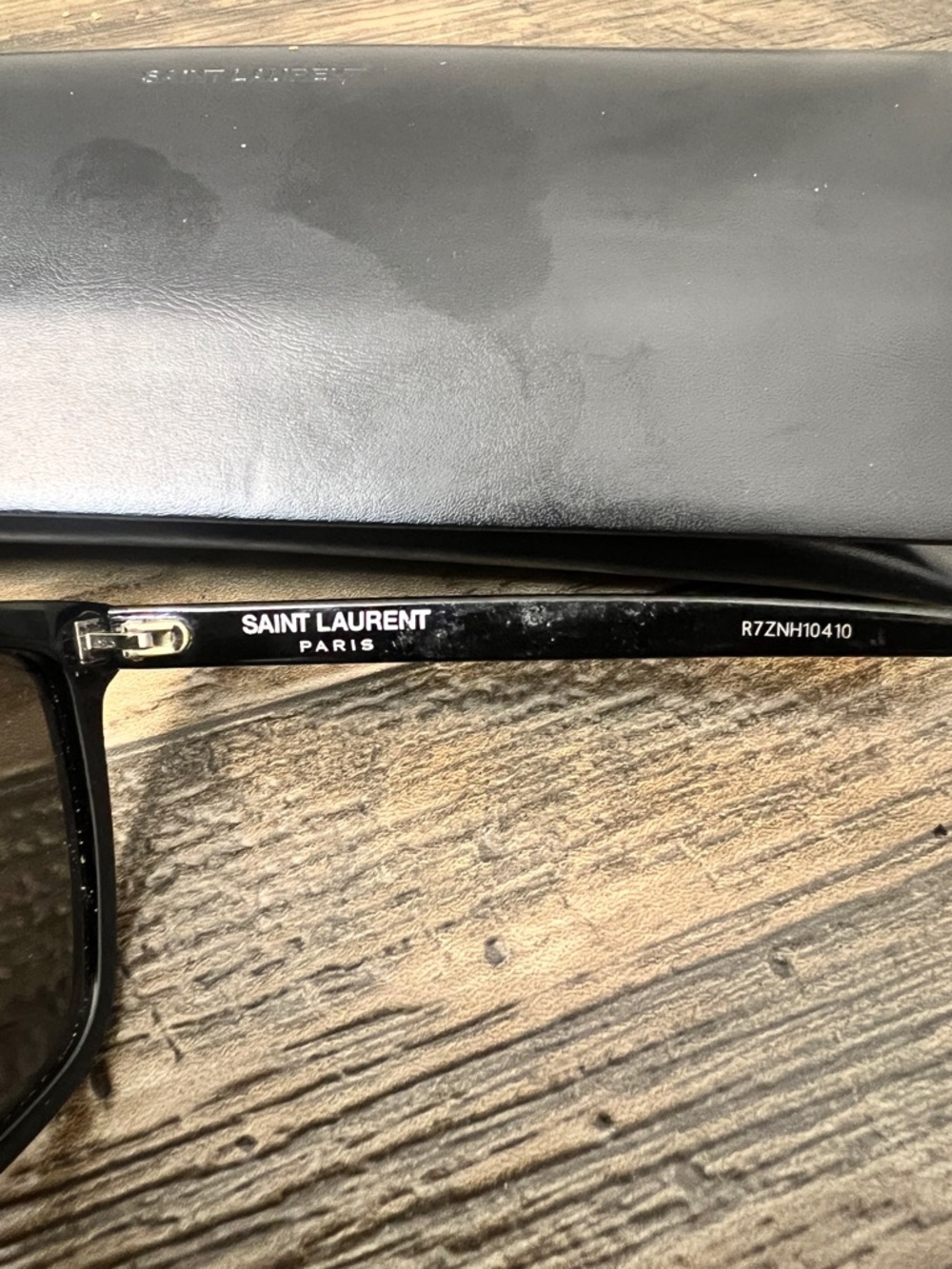 REAL MENS Saint Laurent YSL Glossy Black Rectangular Sunglasses with Case - Picture 3 of 8